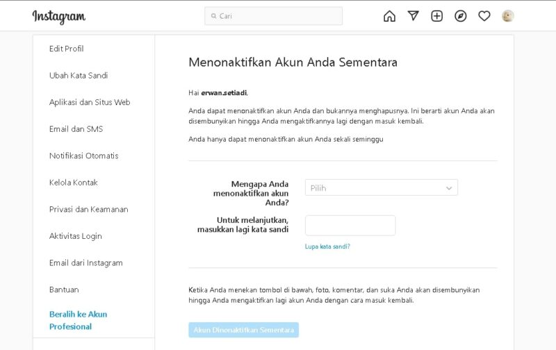 Begini Cara Menghapus Akun Instagram Sementara Atau Permanen Teknodaim